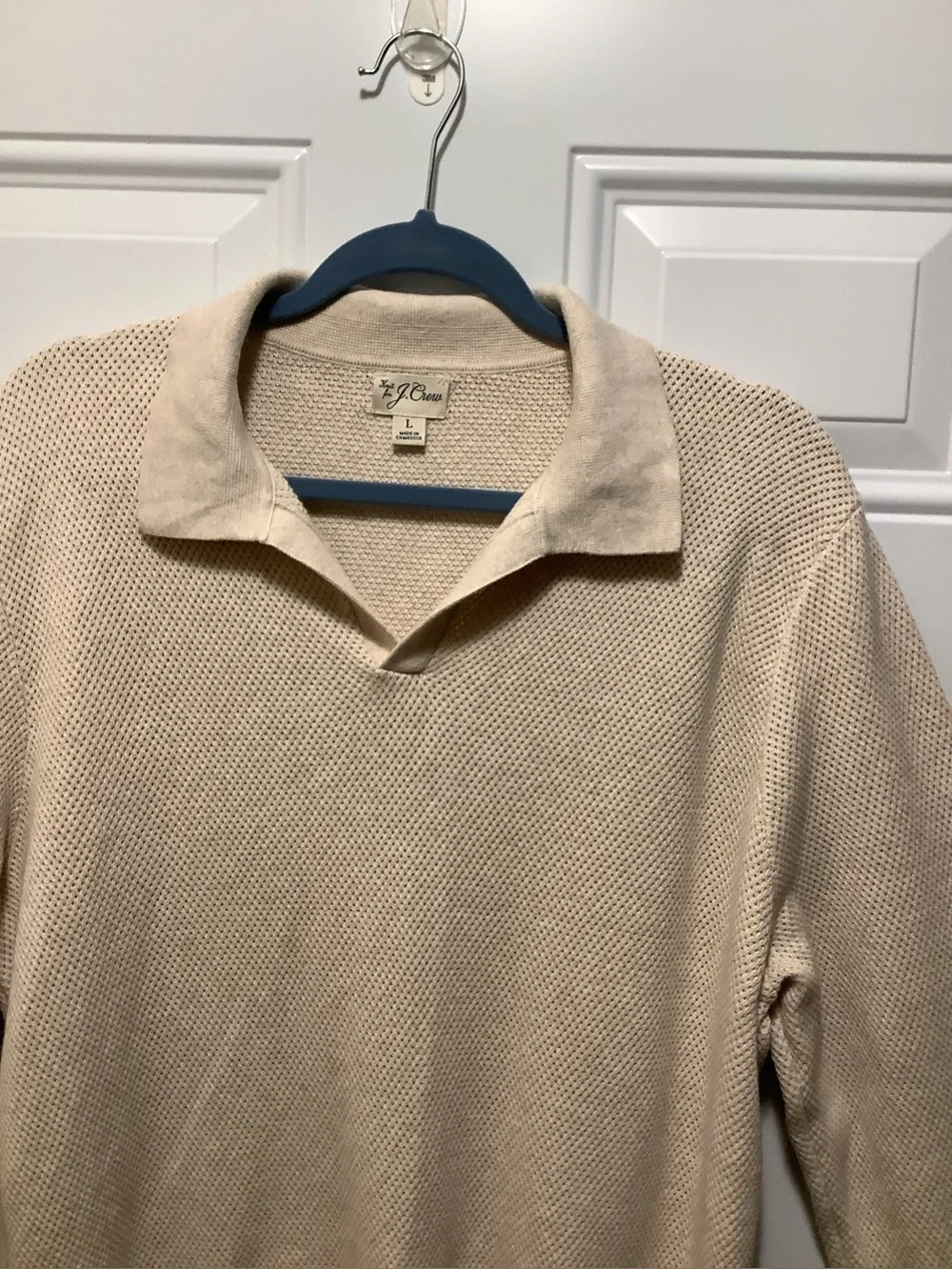 J. Crew| Men’s Lg Cream Johnny Collar Sweater 100% Cotton